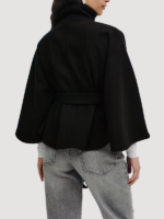 Womens Gina Tricot Cape Black Oversized Polyester Jacket