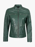 Womens Real Green Biker Jacket