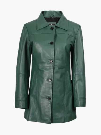 Womens Real Green Coat-34 length Jacket