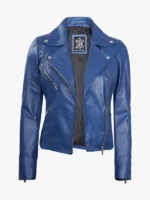 Womens Real Lambskin Leather Moto Jacket
