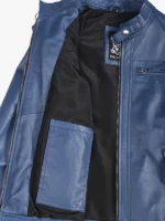 Womens Real Lambskin Blue Quilted Jacket