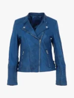 Women’s Royal Blue Biker Leather Jacket