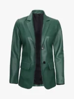 Women's Two Button Asymmetrical Green Blazer