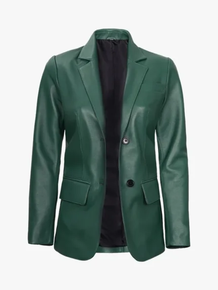 Women's Two Button Asymmetrical Green Blazer
