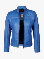 Women's Vivid Blue Waxed Moto Jacket