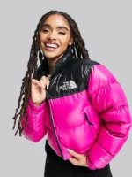 1996 Nuptse Black & Hot PInk The North Face Down Puffer Jacket