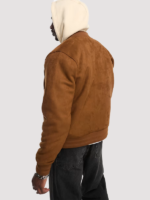 Abercrombie & Fitch Faux Suede Bomber Jacket In Brown