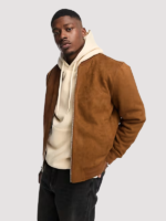 Faux Suede Brown Bomber Jacket