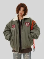 Boa Lapel Casual Padded Jacket Green
