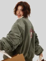 Boa Lapel Casual Padded Women s Oversized Bomber Jacket