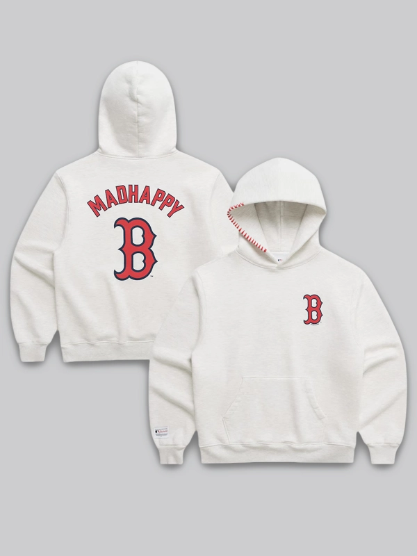 Boston Red Sox Madhappy x MLB Grey Fleece Hoodie Boston Red Sox Madhappy x MLB Grey Fleece Hoodie