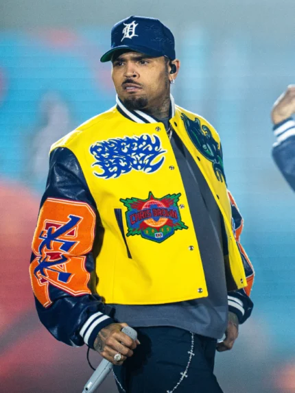 Chris Brown Breezy Bowl Varsity Jacket Yellow & Blue