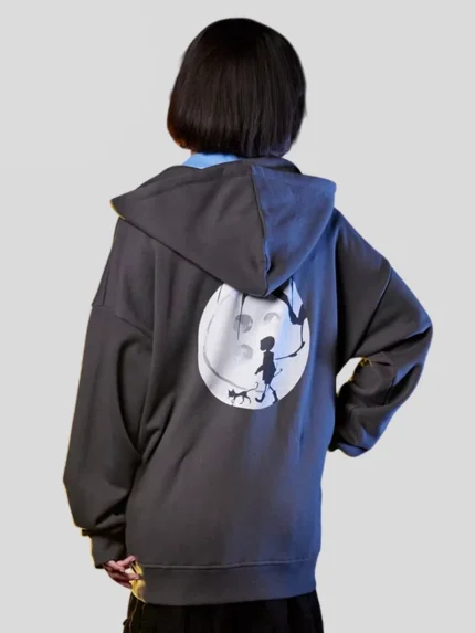 Coraline Patch Girls Hoodie Grey