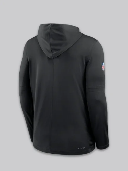 Detroit Lions Sideline Performance Long Sleeve Black Hoodie T-Shirt