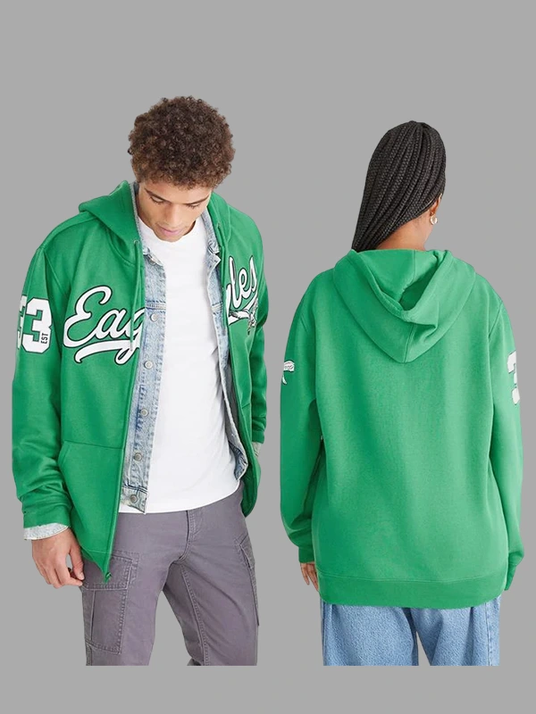 Green Aeropostale Eagles Script Full-Zip Hoodie Green Aeropostale Eagles Script Full-Zip Hoodie
