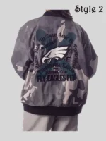 Grey Philadelphia Eagles Camo Bomber Jacket The Wild Collective