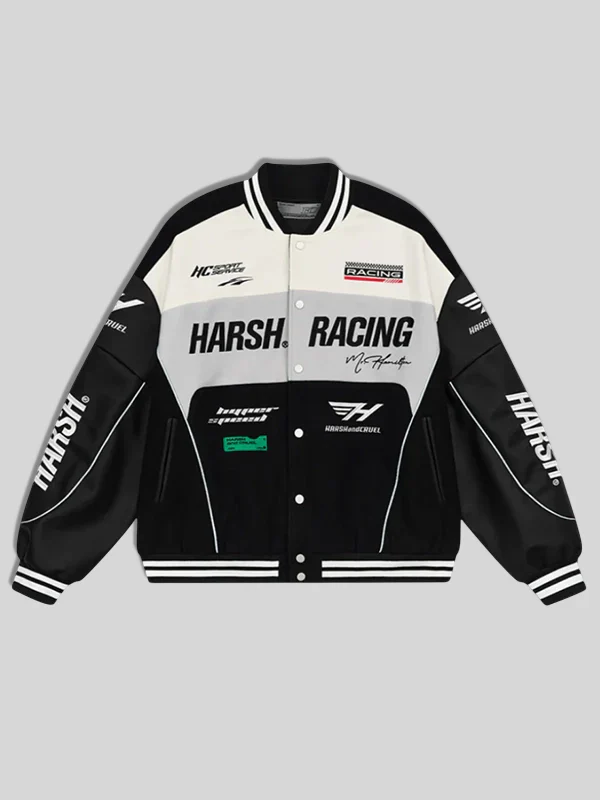 Harsh And Cruel Woolen Embroidered Racing Jacket Black Harsh And Cruel Woolen Embroidered Racing Jacket Black