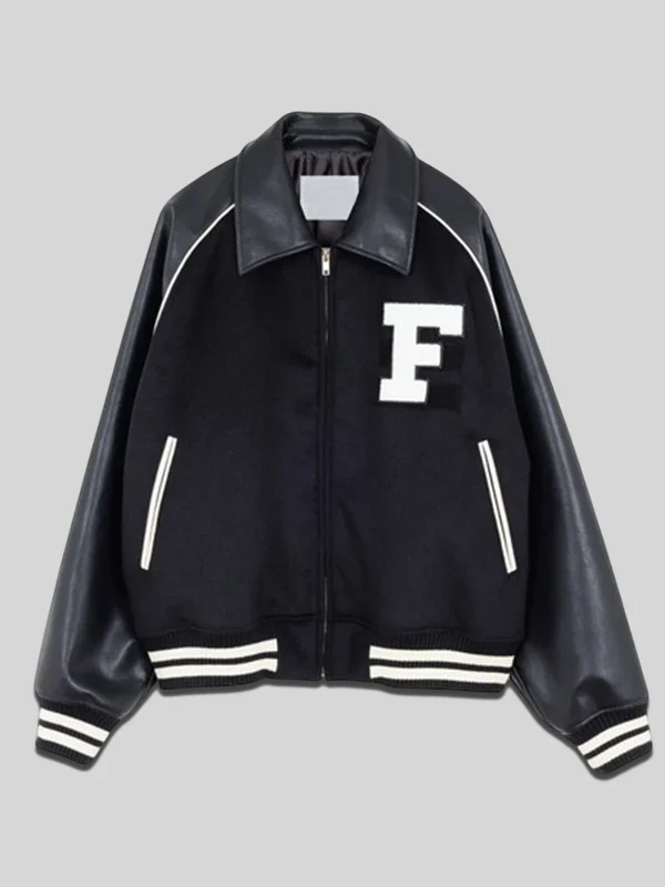 LE SSERAFIM Black Varsity Jacket LE SSERAFIM Black Varsity Jacket