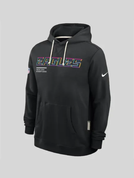 Mens Philadelphia Eagles Nike Black 2025 NFL Crucial Catch Sideline Standard issue Dri-FIT Hoodie