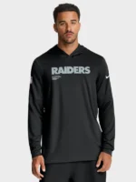 Mens-Las-Vegas-Raiders-Nike-Black-Sideline Pure Fury Performance Long Sleeve Hoodie T-Shirt