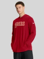 Men's Nike Scarlet San Francisco 49ers Sideline Pure Fury Performance Long Sleeve Hoodie T-Shirt