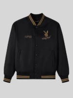 OVO x Playboy Satin Varsity Black Jacket