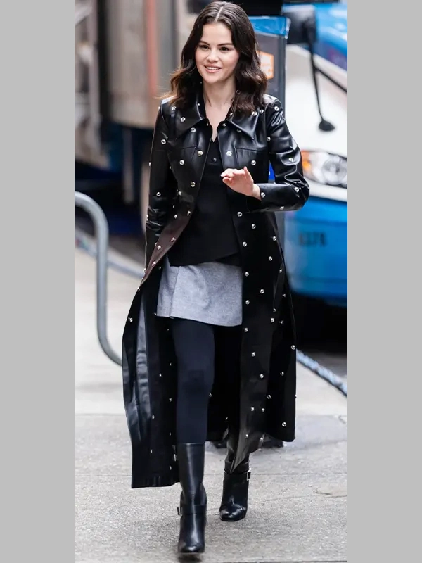 Only Murders in The Building S05 Selena Gomez Leather Studded Coat Only Murders in The Building S05 Selena Gomez Leather Studded Coat