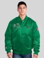 Philadelphia Eagles Starter Kelly Green Satin Varsity Jacket