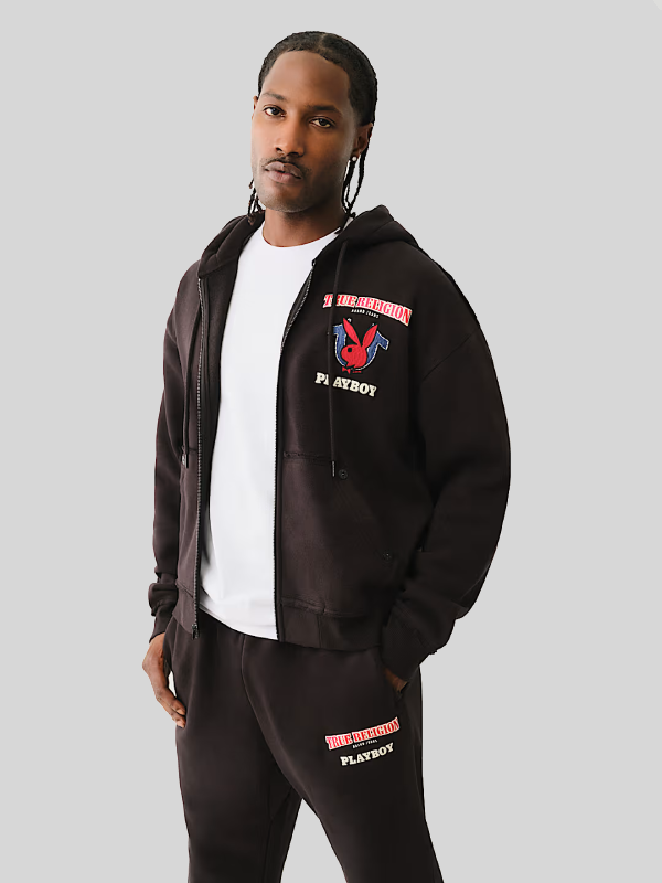 True Religion Playboy Zip Hoodie Black - Wonder Jackets