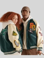 Roots Outdoor 24 Green Varsity Bomber Jacket