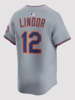 New York Mets Francisco Lindor Nike Gray Road Limited Player Jersey