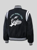 Womens Philadelphia Eagles WEAR by Erin Andrews Black Full-Snap Bomber Jacket