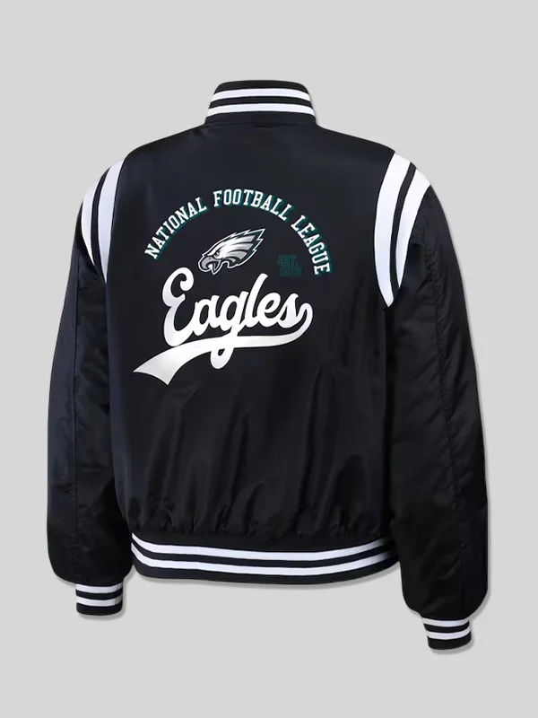 Womens Philadelphia Eagles WEAR by Erin Andrews Black Full-Snap Bomber Jacket
