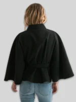 Women's Nelly Fancy Poncho Black Coat