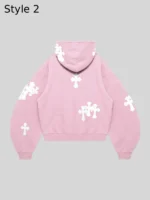Zip-Up Pink Cross Hoodie