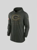 Men’s Nike Forest Green Bay Packers 2025 Salute to Service Sideline Dri-FIT Hoodie T-Shirt