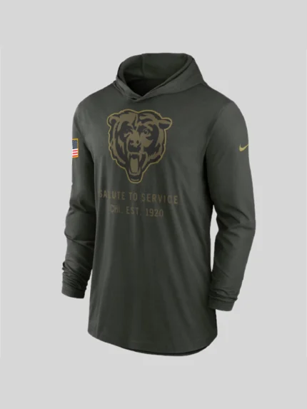 Chicago Bears Nike 2025 Salute to Service Hooded Long Sleeve T-shirt
