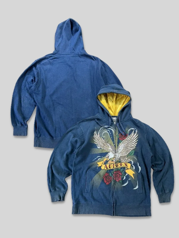 Christian Audigier Eagle Roses Zip Hoodie Blue Christian Audigier Eagle Roses Zip Hoodie Blue