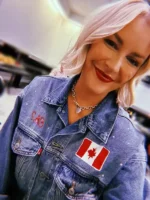 AEW All Out Toronto Renee Paquette Denim Jacket Blue