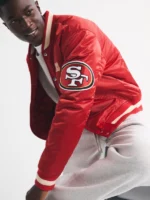Abercrombie 49ers Red Satin Varsity Bomber Jacket