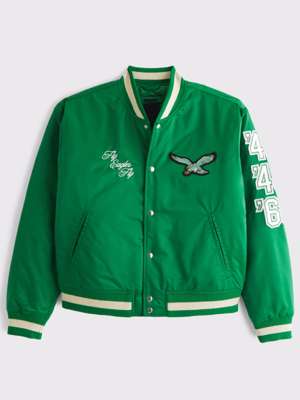 Abercrombie Philadelphia Eagles Varsity Bomber Jacket Green Abercrombie Philadelphia Eagles Varsity Bomber Jacket Green