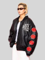 Anti Social Social Club Petal To The Metal Leather Varsity Jacket