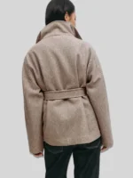 Beige Gina Tricot High Neck Short Jacket