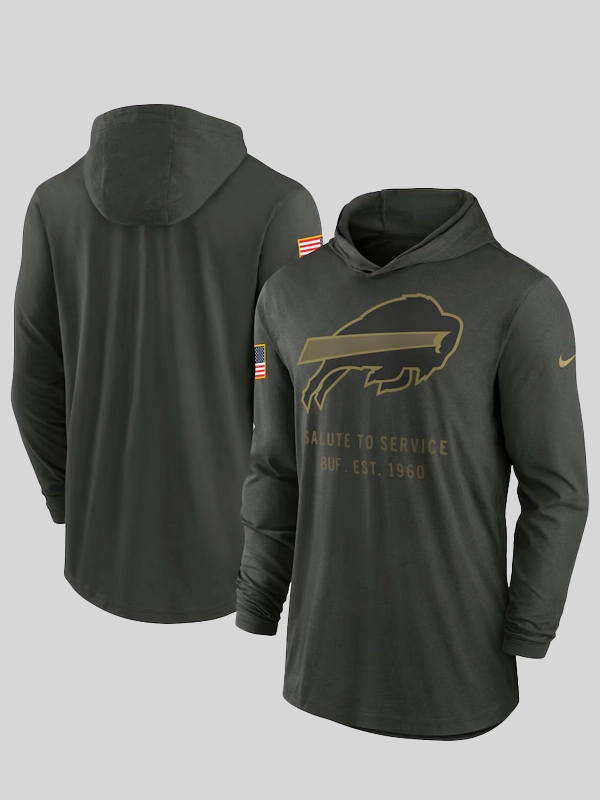 Buffalo Bills 2025 Salute to Service Hooded Long Sleeve T-shirt Buffalo Bills Salute to Service Hooded Long Sleeve T-shirt 2025 - Image 1