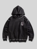 Contrast Stitch Black Hoodie