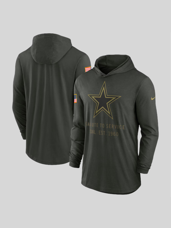 Dallas Cowboys 2025 Salute to Service Hooded Long Sleeve T-shirt Dallas Cowboys 2025 Salute to Service Hooded Long Sleeve T-shirt