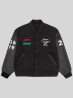 Denim Tears Peace Wreath Varsity Black Jacket