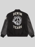 Denim Tears Peace Wreath Varsity Jacket Black