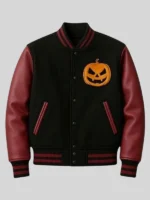 Halloween Fire Pumpkin Varsity Jacket