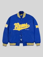 Los Angeles Rams GOLF WANG Satin Bomber Blue Jacket
